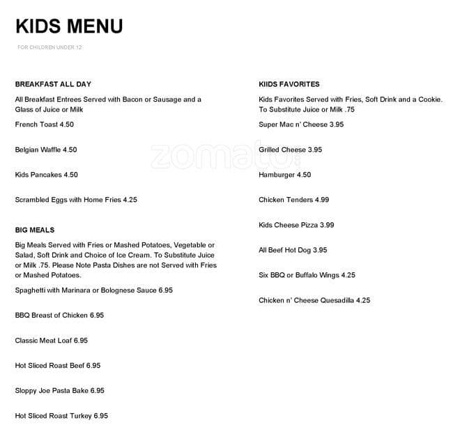 Menu at Amphora Restaurant, Vienna