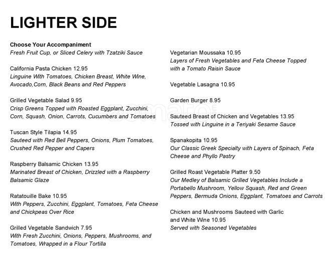 Menu at Amphora Restaurant, Vienna