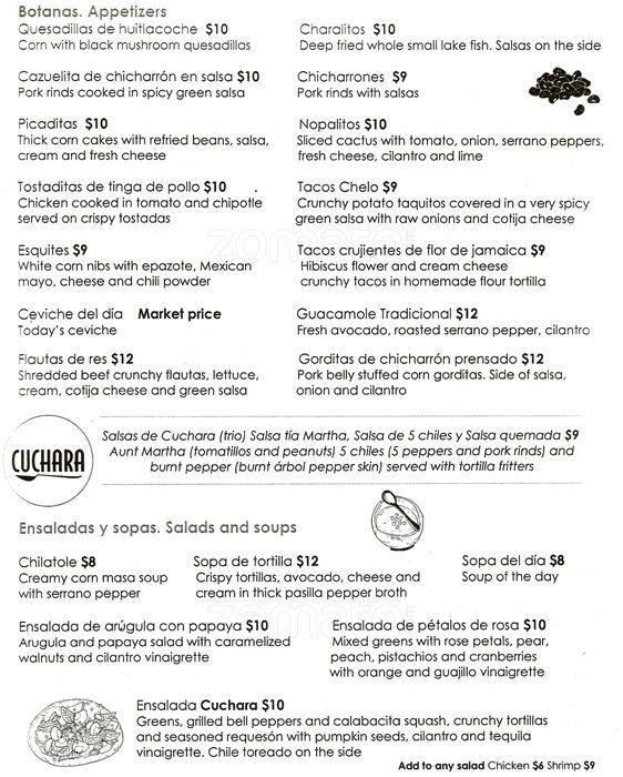 Cuchara Menu, Menu for Cuchara, Montrose, Houston Urbanspoon/Zomato