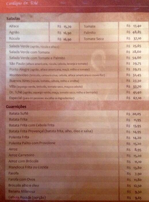 Carta de Dr. Tchê La Parrilla de La Villa, São Paulo