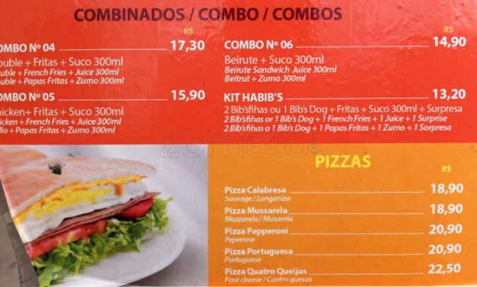 Habibs cardápio