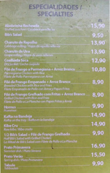 Habibs cardápio