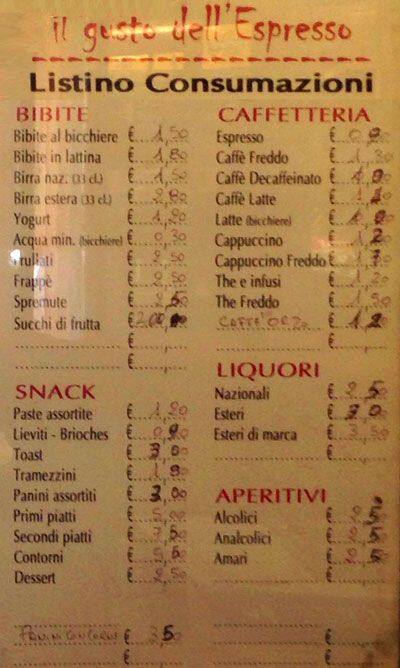 Menu di Snack Bar '800 