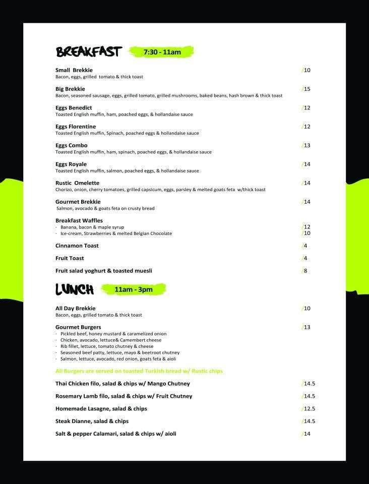 Menu at The Goat Hotel Bar & Café, Rockhampton City