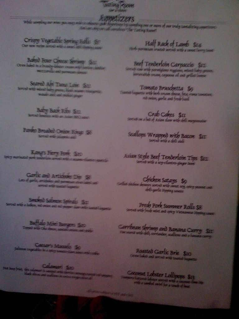 Menu at The Tasting Room pub & bar, London