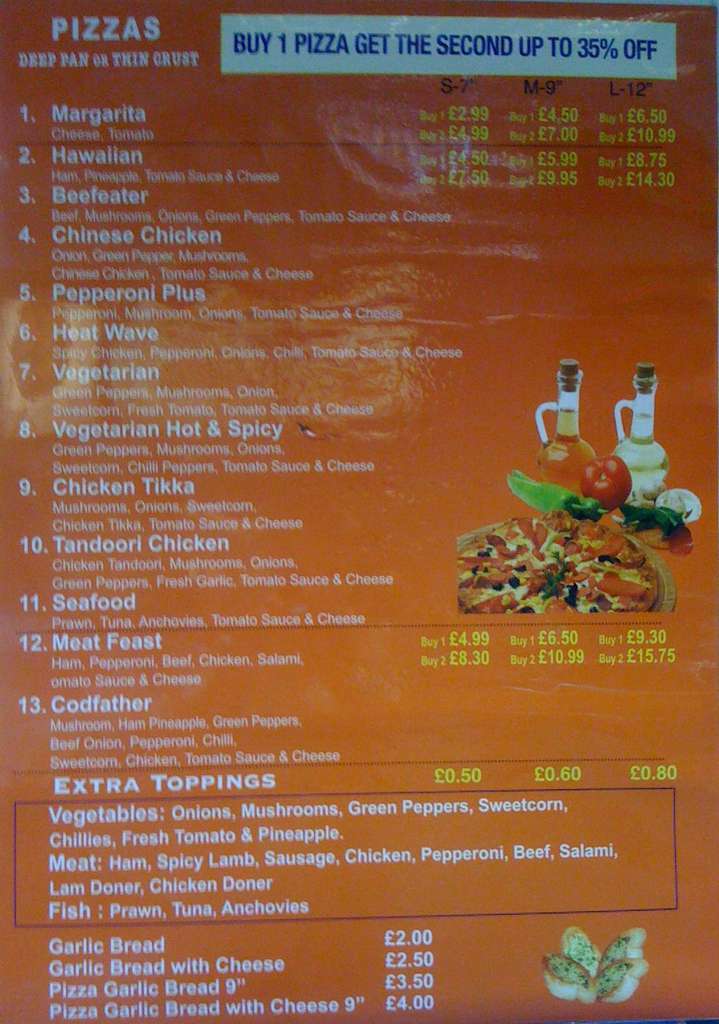 The Codfather menu