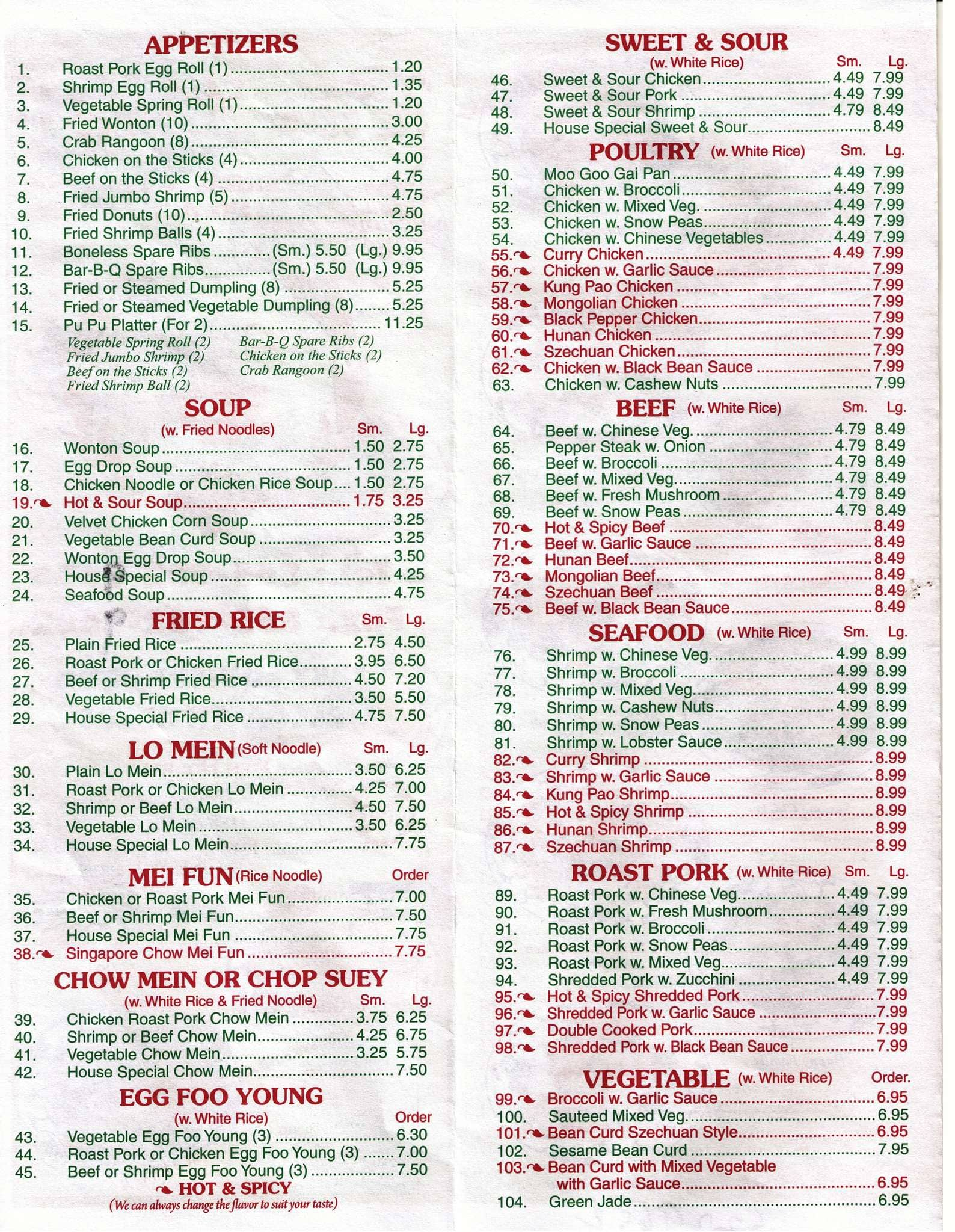 Rice King II Menu, Menu for Rice King II, Alcoa, Knoxville Urbanspoon