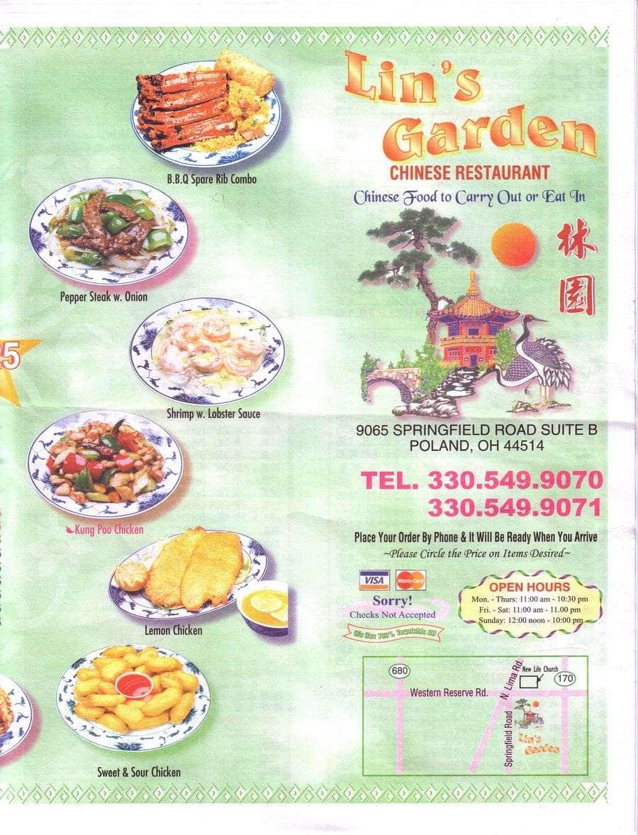 Menu At Lin S Garden Restaurant Boardman