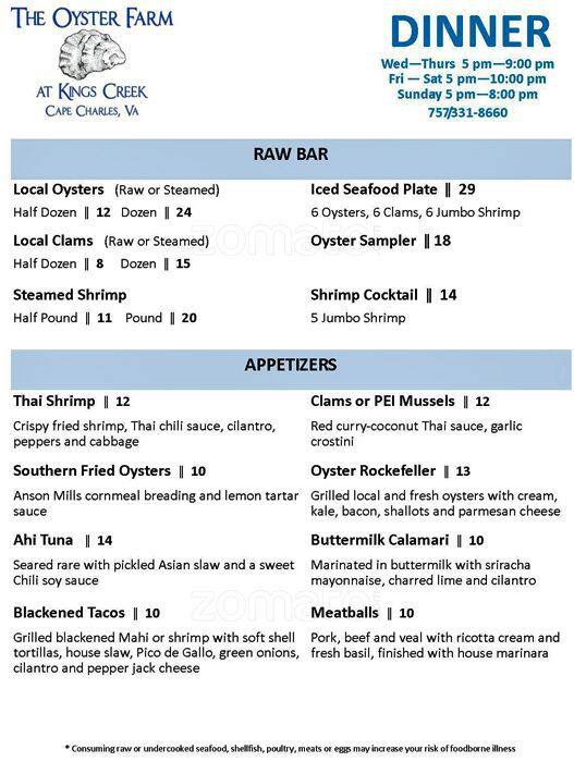 The Oyster Farm Seafood Eatery Menu Urbanspoon/Zomato