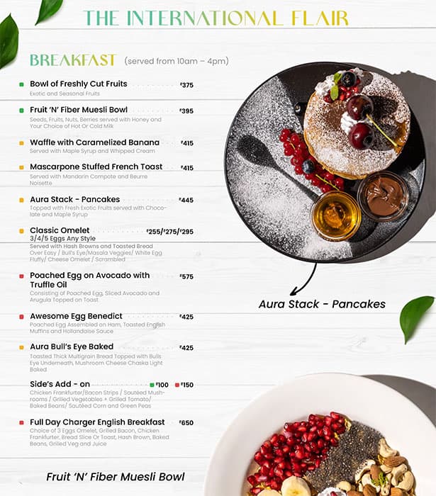 Aura Cafe & Infusion Bar menu