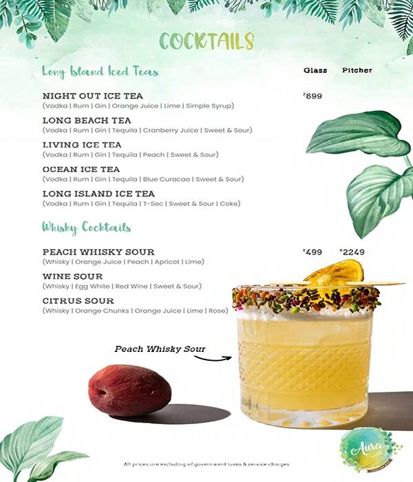 Aura Cafe & Infusion Bar menu