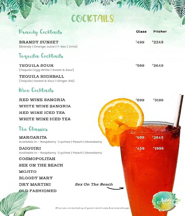 Aura Cafe & Infusion Bar menu