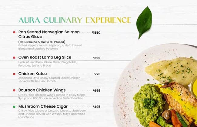 Aura Cafe & Infusion Bar menu