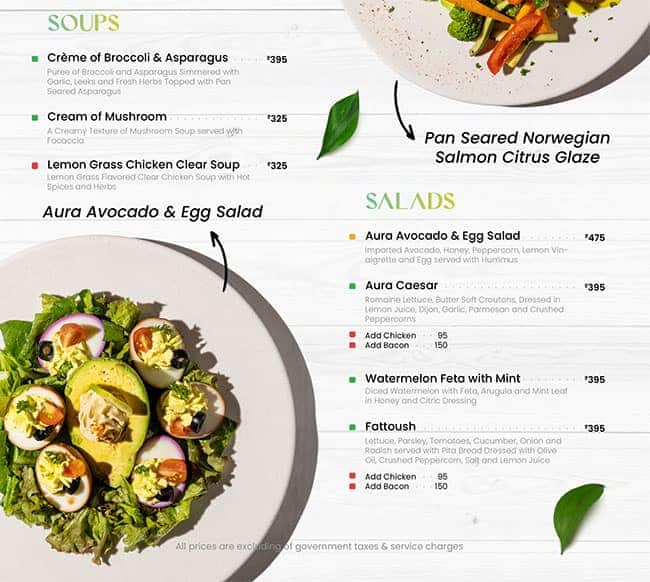 Aura Cafe & Infusion Bar menu