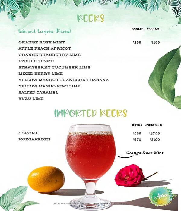 Aura Cafe & Infusion Bar menu