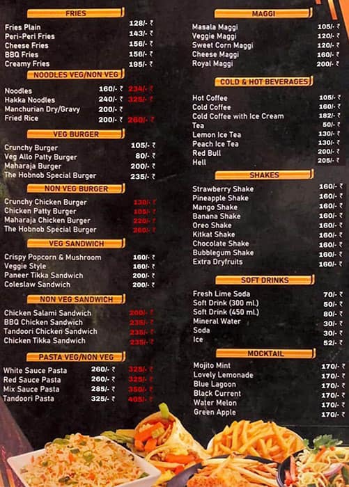 Menu of The Hobnob Grill, Model Town, Patiala