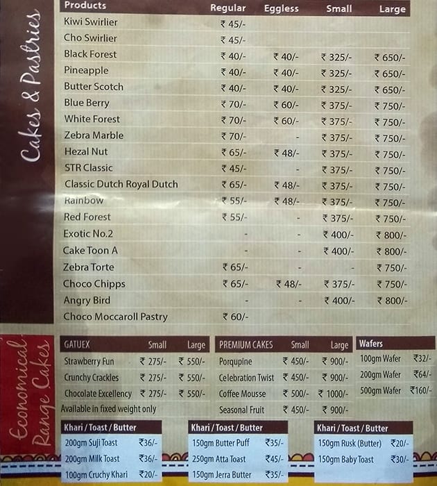 Denish The Bake House menu