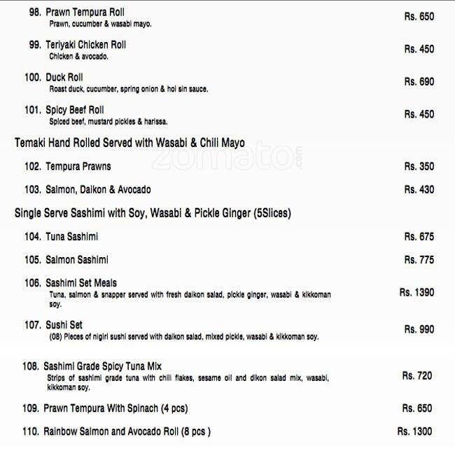 Urban Kitchen menu