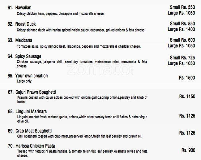 Urban Kitchen menu