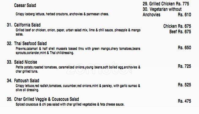 Urban Kitchen menu