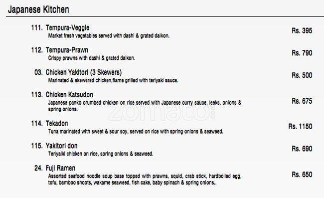 Urban Kitchen menu