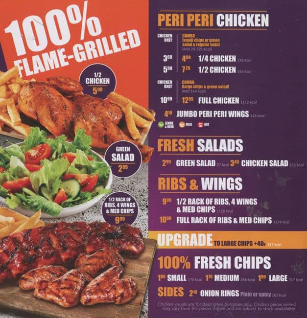 Menu at Steers restaurant, London, 313 Lavender Hill