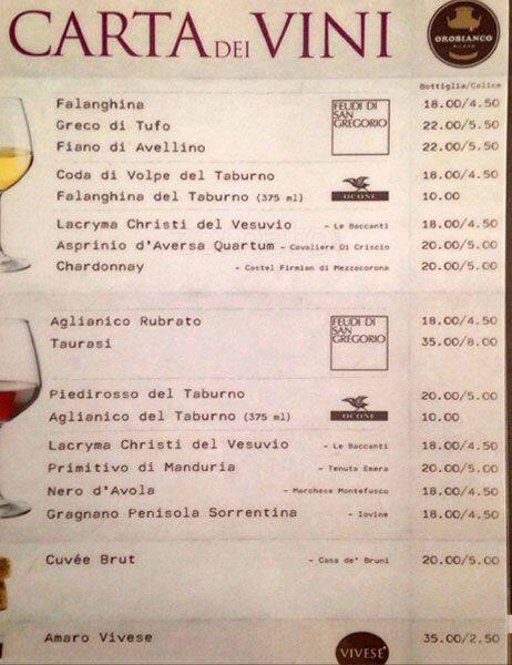 Menu di Orobianco 