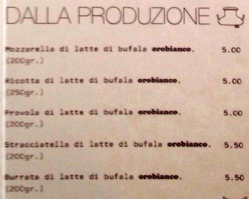 Menu di Orobianco 