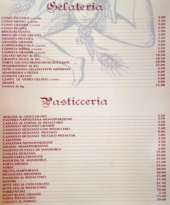 Menu di La Gelateria Siciliana 
