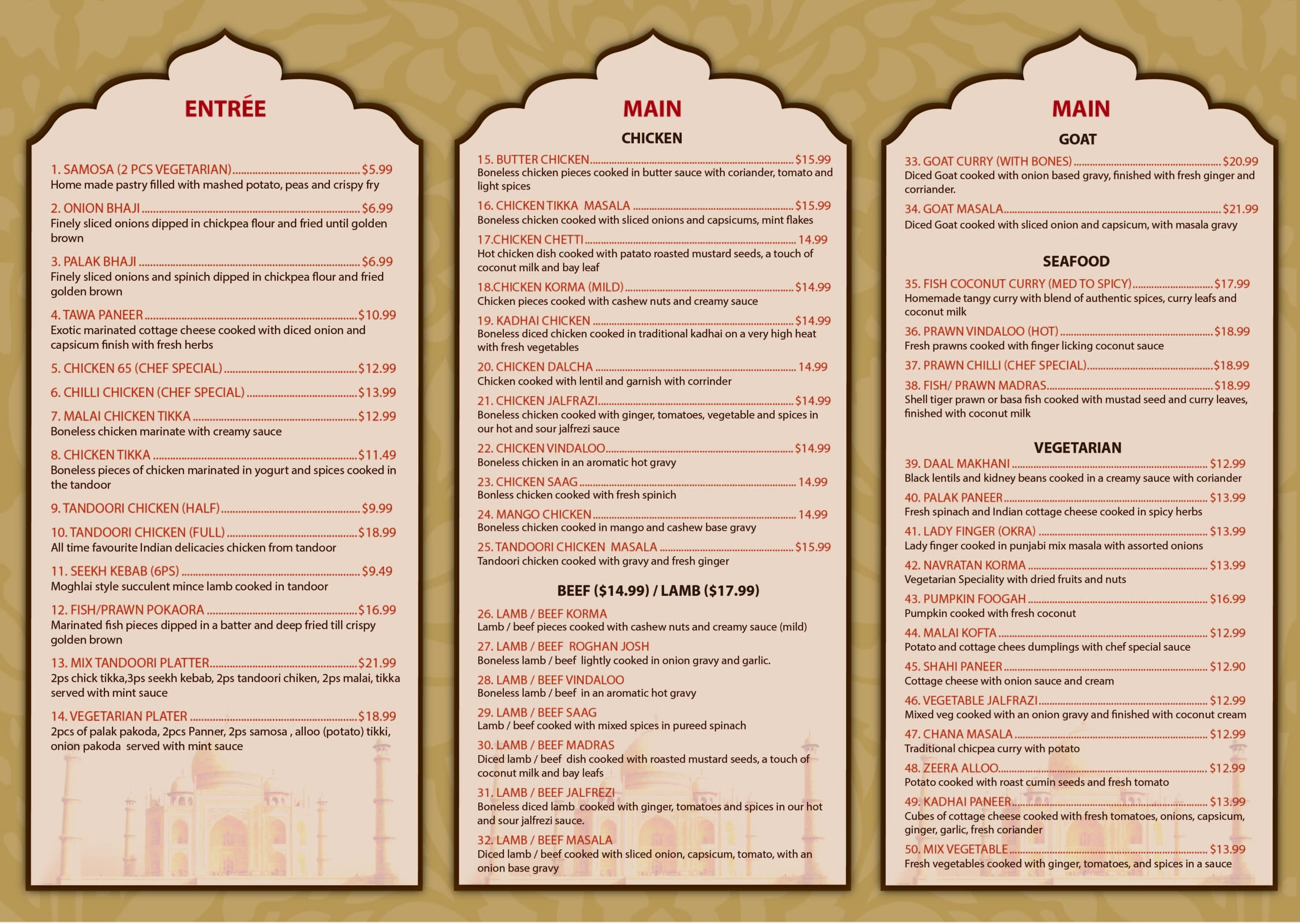 Desi Delight Indian Restaurant Menu - Urbanspoon/Zomato