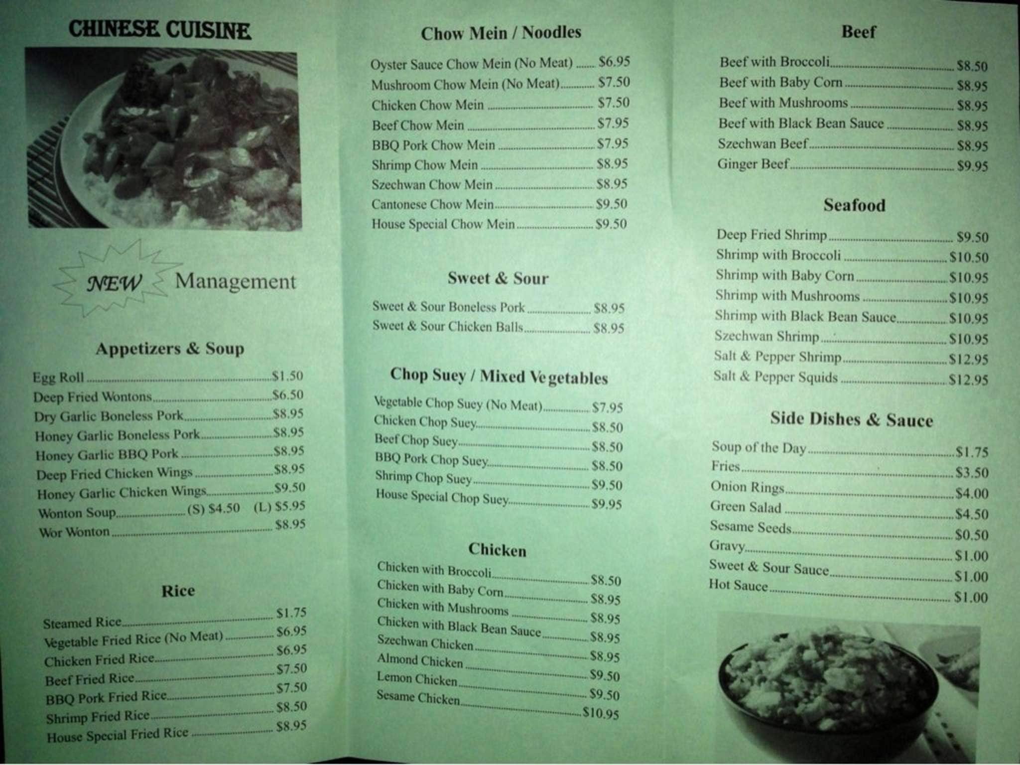 Menu at Park Lane Restaurant, Medicine Hat
