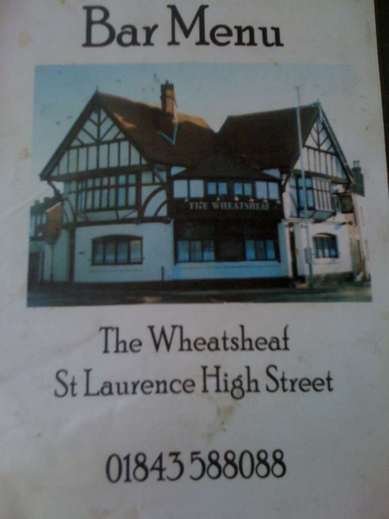 The Wheatsheaf menu
