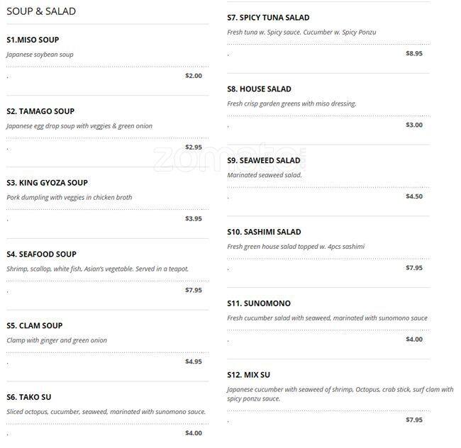 Menu at Tsukiji Fusion Sushi Katy restaurant, Katy