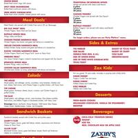 zaxby s menu menu for zaxby s stone mountain atlanta