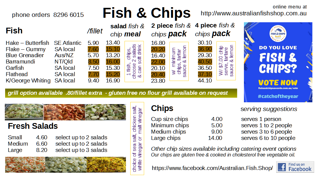 Australian fish and chips Menu - Urbanspoon/Zomato