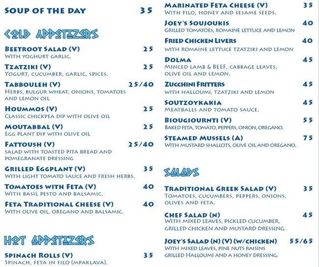 Joey's Menu, Menu for Joey's, Garhoud, Dubai Zomato