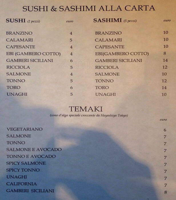 Menu di Basara - Sushi Restaurant - Corso Italia 