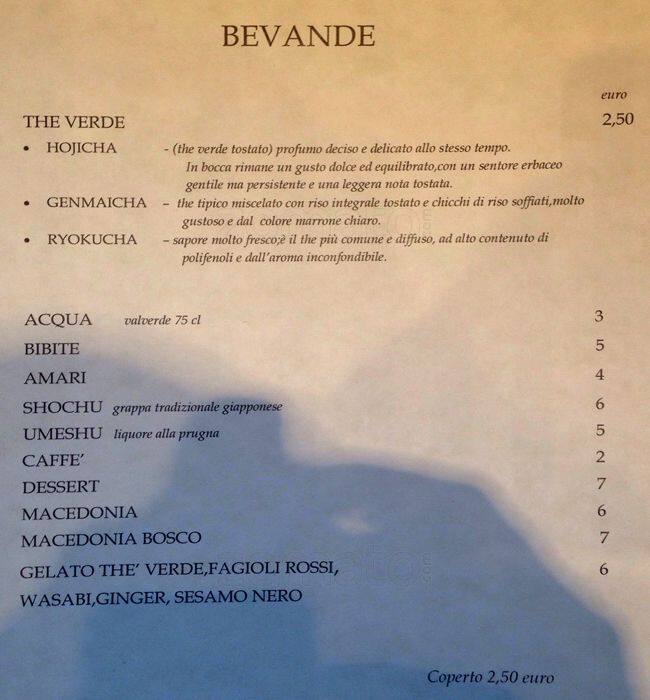 Menu di Basara - Sushi Restaurant - Corso Italia 