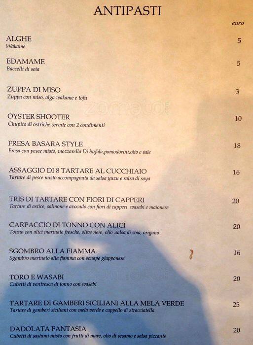Menu di Basara - Sushi Restaurant - Corso Italia 