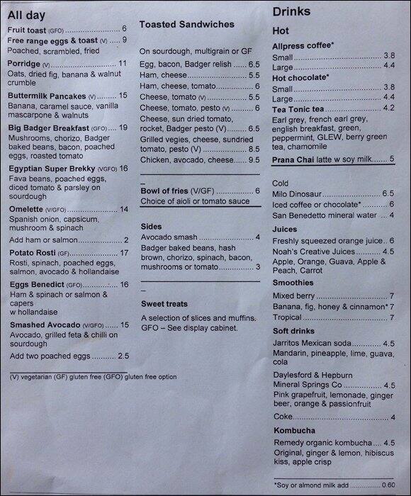 Honey Badger menu, Menu restauracji Honey Badger, Mentone, Melbourne Urbanspoon/Zomato