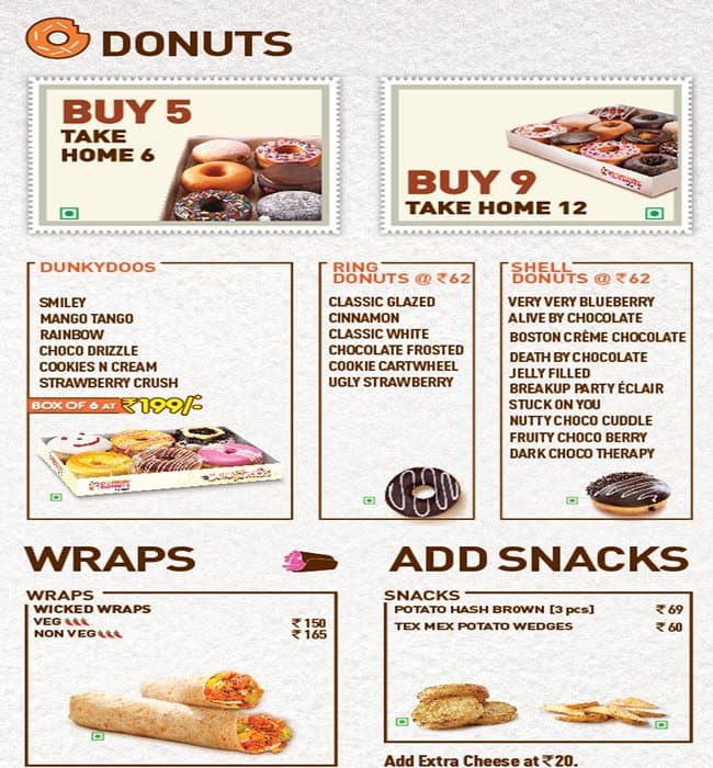 Dunkin Donuts Menu Menu for Dunkin Donuts Diwalipura Vadodara Zomato