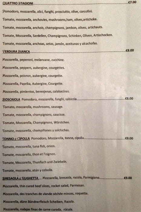 Menu de L'Angoletto Romano