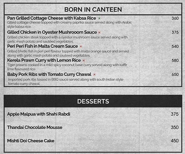 Menu at Canteen Pub & Grub, Kolkata