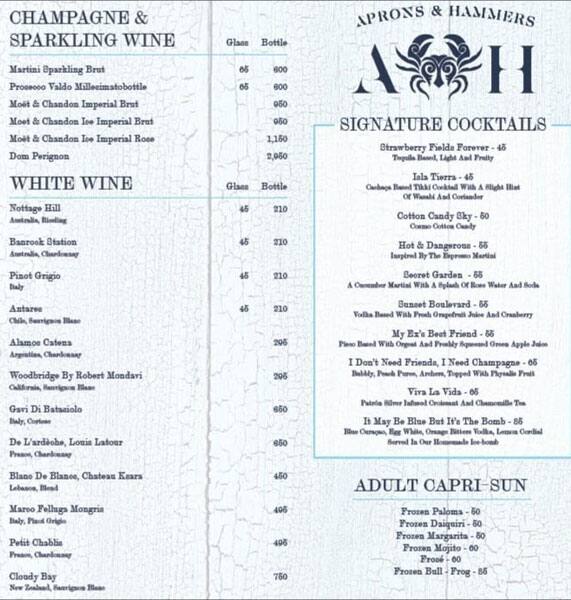 Aprons And Hammers Menu at Bessie Hamlin blog