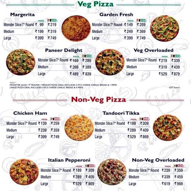 Menu of Zombie Pizza Bond, Nalasopara, Mumbai