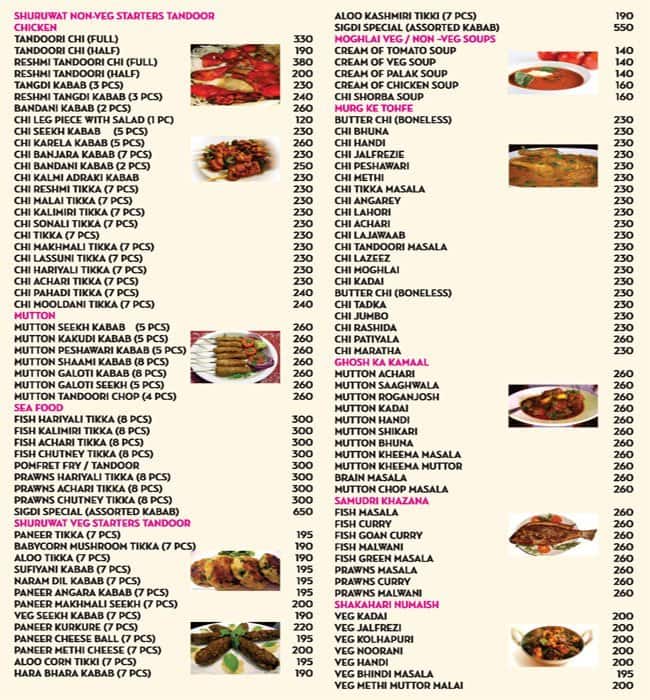 Sigdi Menu, Menu for Sigdi, Linking Road, Bandra West, Mumbai Zomato