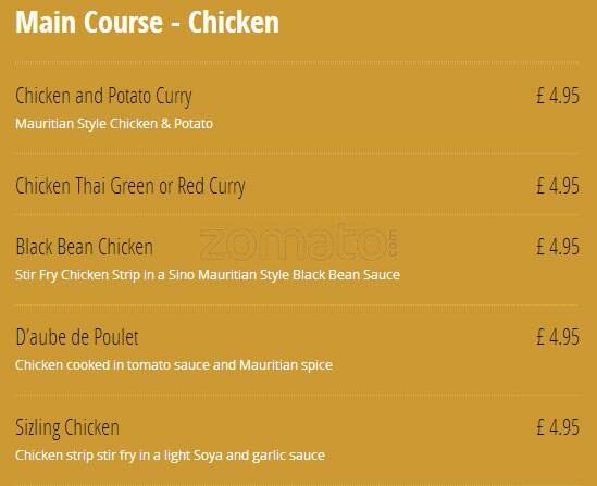 All Spice menu