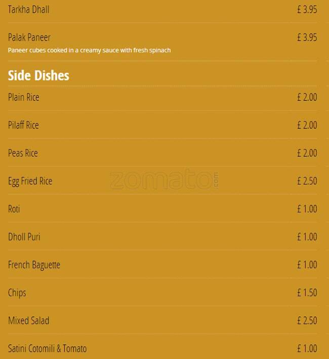 All Spice menu
