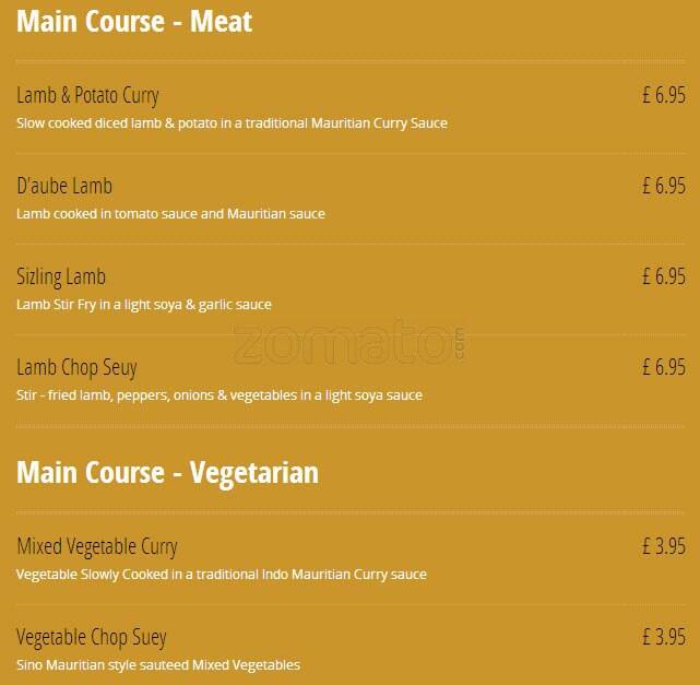 All Spice menu