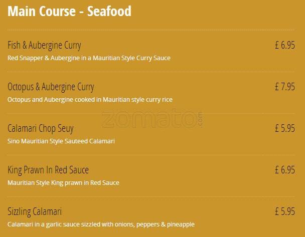 All Spice menu